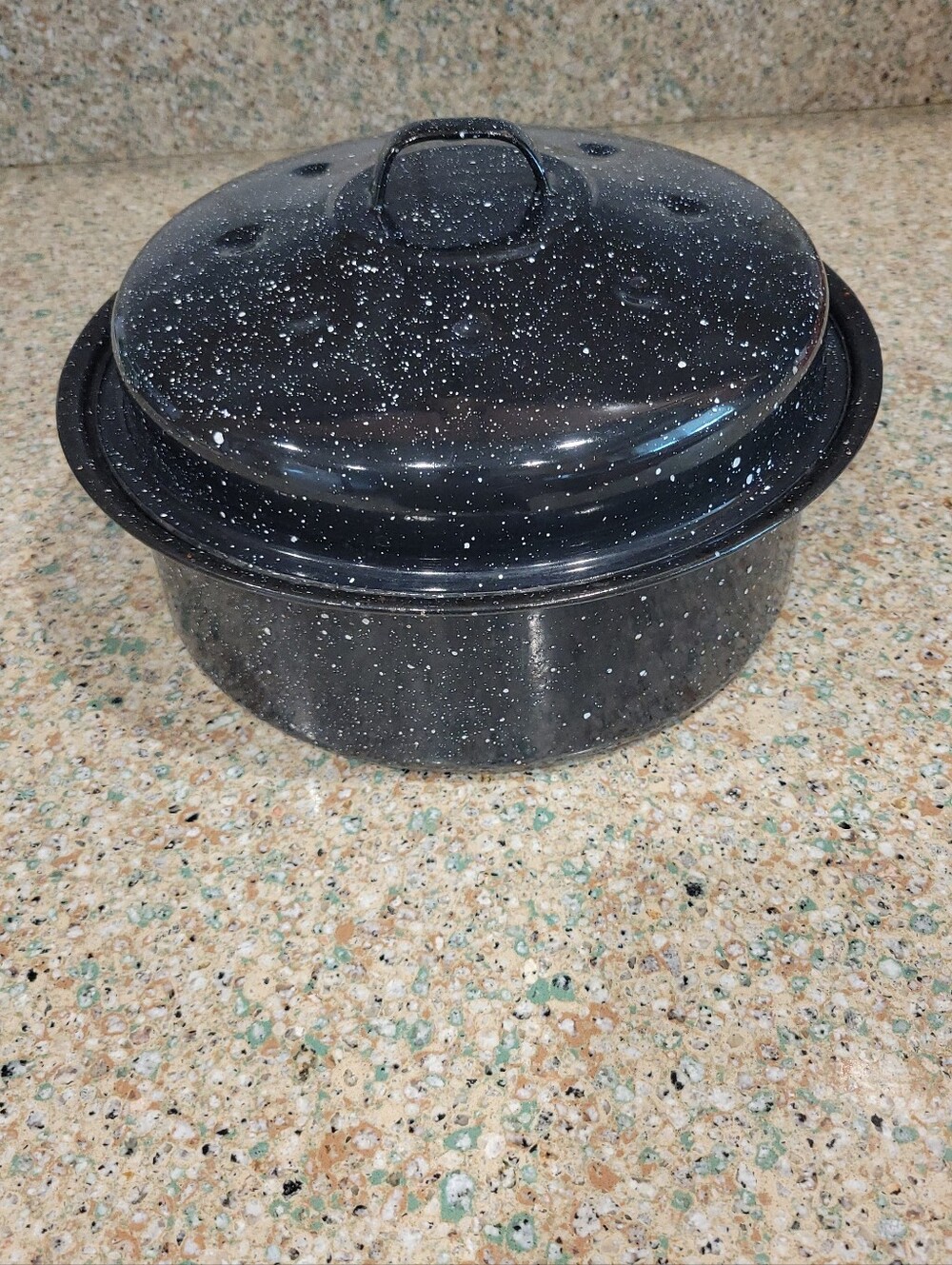 Ensmelware Black With White Speckles Round 2 Qt. Roster